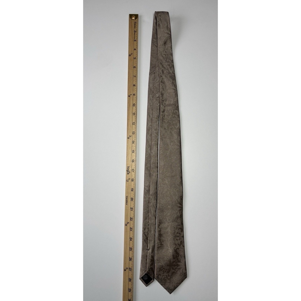 Michael Kors‎ Mens Taupe Brown Paisley Silk Blend Jacquard Necktie Classic Width